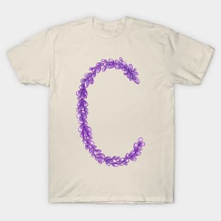 Lavender Letter C Hand Drawn in Watercolor and Ink T-Shirt